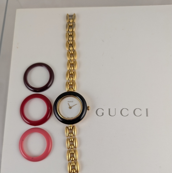 AUTHENTIC GUCCI 11/12.2 BEZEL RICE LINK WATCH/EXCELLENT CONDITION - Picture 1 of 6